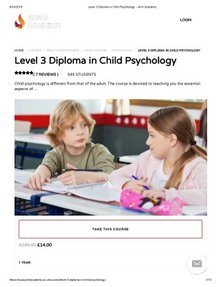 EYFS Teaching Diploma Level 3 - John Academy