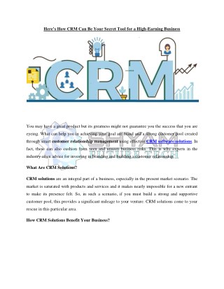 Hereâ€™s How CRM Can Be Your Secret Tool For A High-Earning Business