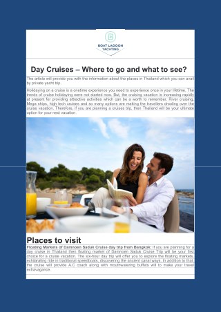 Day Cruises - Where to go and what to see?