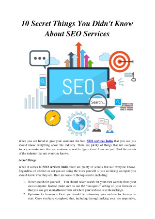 10 Secret Things You Didn't Know About SEO Services