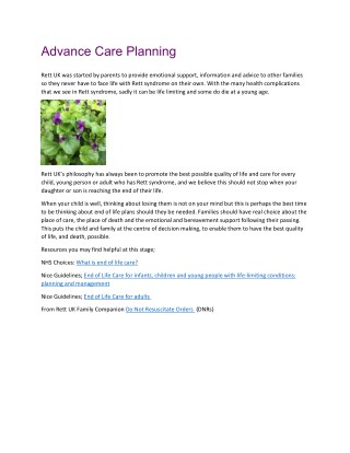 Advance Care Planning