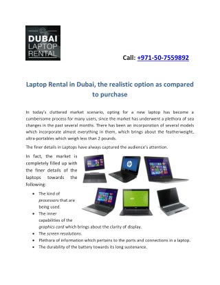 Laptop Rental in Dubai, the realistic option as compared to purchase