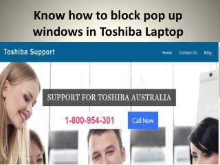 Know how to block pop up windows in Toshiba Laptop