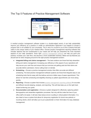 The Top 5 Features of Practice Management Software