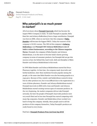 Why patanjaliâ€™s is so much power in market?