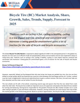 Bicycle Tire (BC) Market Analysis, Share and Size, Trends, Industry Growth And Segment Forecasts To 2025