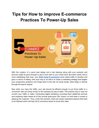 Tips for How to improve E-commerce Practices To Power-Up Sales