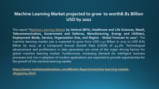 Machine Learning Market worth 8.81 Billion USD by 2022