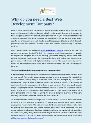 Why do you need a Best Web Development Company?