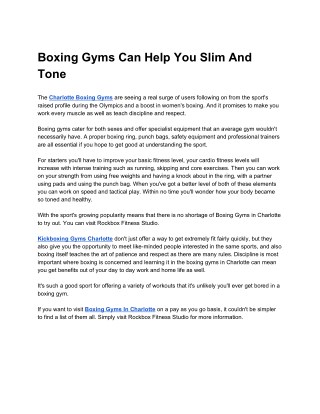 Boxing Gyms Can Help You Slim And Tone