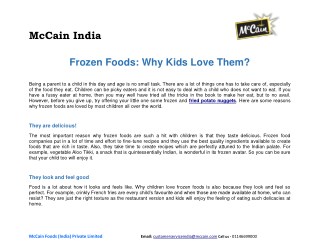 Frozen Foods: Why Kids Love Them?