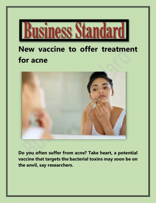 New Vaccine to Offer Treatment for Acne