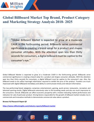 Global Billboard Market Top Brand, Product Category and Marketing Strategy Analysis 2018- 2025