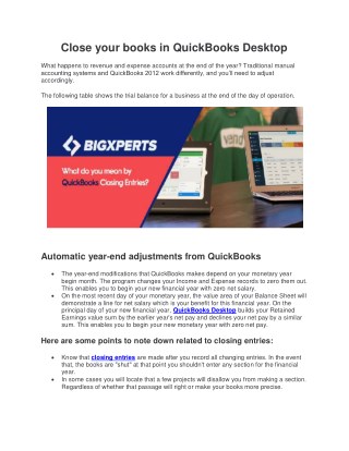 What you should know about â€œYear End Closingâ€ in QuickBooks