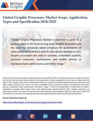 Global Graphic Processors Market Scope, Application, Types and Specification 2018-2025