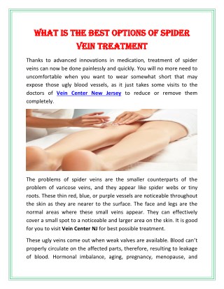 What Is The Best Options of Spider Vein Treatment