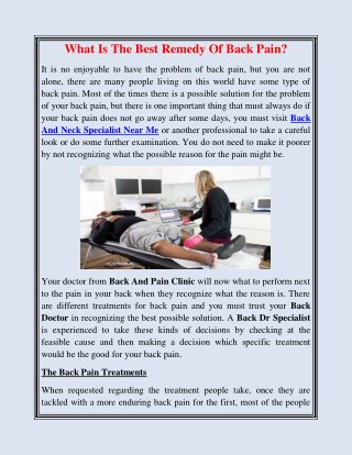 What Is The Best Remedy Of Back Pain