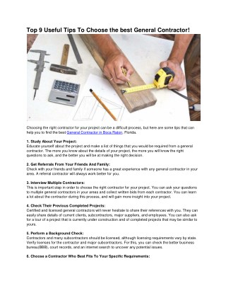 Top 9 Useful Tips To Choose the best General Contractor!