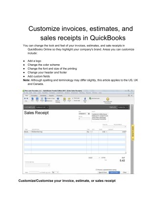 Customize invoices, estimates, and sales receipts in QuickBooks Point-of-sale