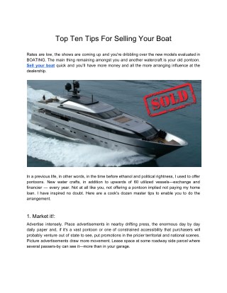 Top Ten Tips For Selling Your Boat