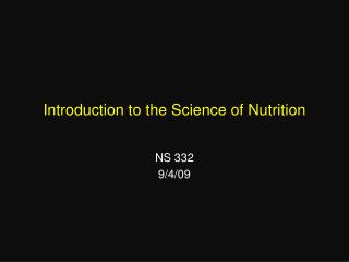Introduction to the Science of Nutrition
