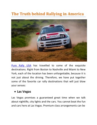 The Truth behind Rallying in America