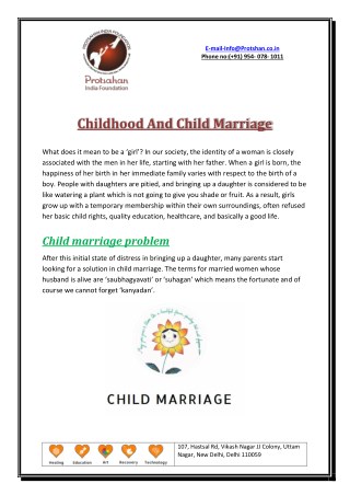 Childhood And Child Marriage
