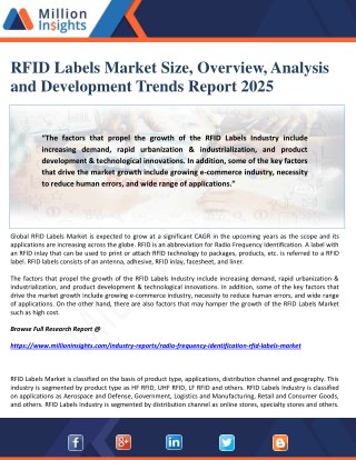 RFID Labels Market Size, Overview, Analysis and Development Trends Report 2025