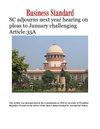 SC adjourns next year hearing on pleas to January challenging Article 35AÂ 