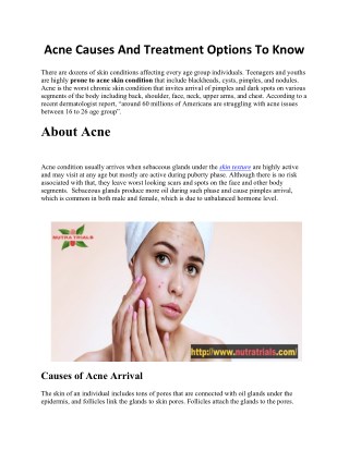 Acne Causes And Treatment Options To Know