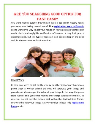 Are You Searching Good Option for Fast Cash