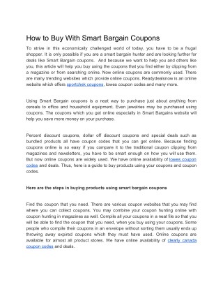 How to Buy With Smart Bargain Coupons