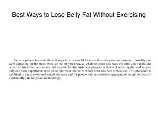 Best Ways to Lose Belly Fat Without Exercising