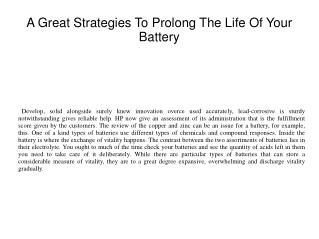 A Great Strategies To Prolong The Life Of Your Battery