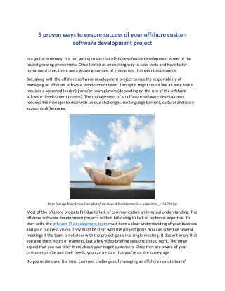 5 proven ways to ensure success of your offshore custom software development project