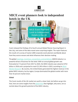MICE event planners look to independent hotels in the UK