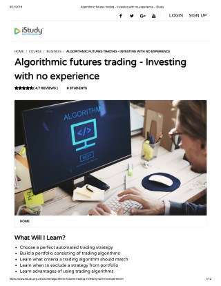 Algorithmic futures trading - Investing with no experience - istudy