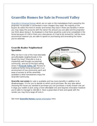 Granville Homes for Sale in Prescott Valley
