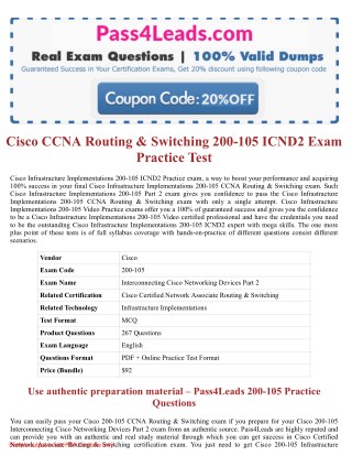 Latest 2018 Cisco 200-105 Exam Braindumps PDF