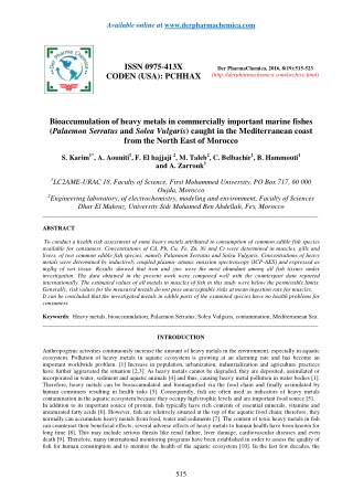 Bioaccumulation of heavy metals in commercially important marine fishes (Palaemon Serratus and Solea Vulgaris) caught in