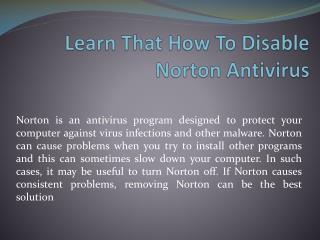 Learn That How To Disable Norton Antivirus