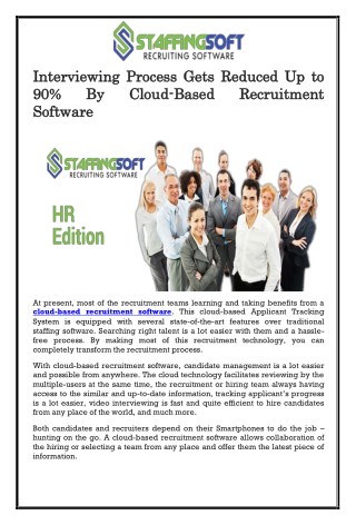 Interviewing Process Gets Reduced Up to 90% By Cloud-Based Recruitment Software