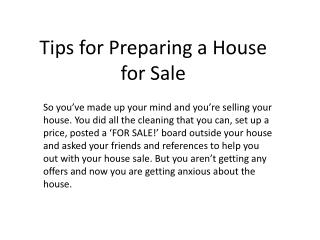 Tips for Preparing a House for Sale