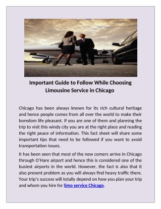 We are successfully operating limo service to Oâ€™Hare airport