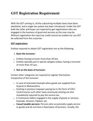 GST Registration Requirement