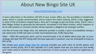 About New Bingo Site UK