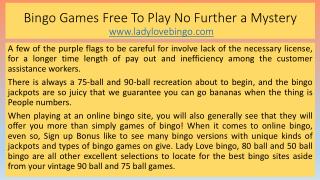 Bingo Games Free To Play No Further a Mystery
