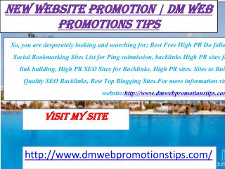 New Website Promotion DM Web Promotions Tips