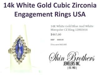 14k White Gold Cubic Zirconia Engagement Rings USA