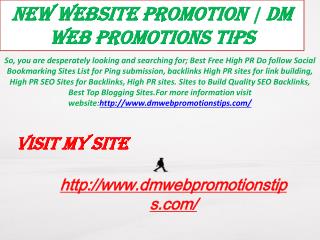 New Website Promotion DM Web Promotions Tips